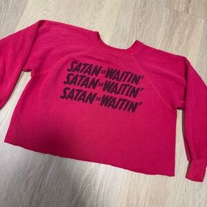 90s Satan is Waitin Red Cropped Crewneck - Xs-S
